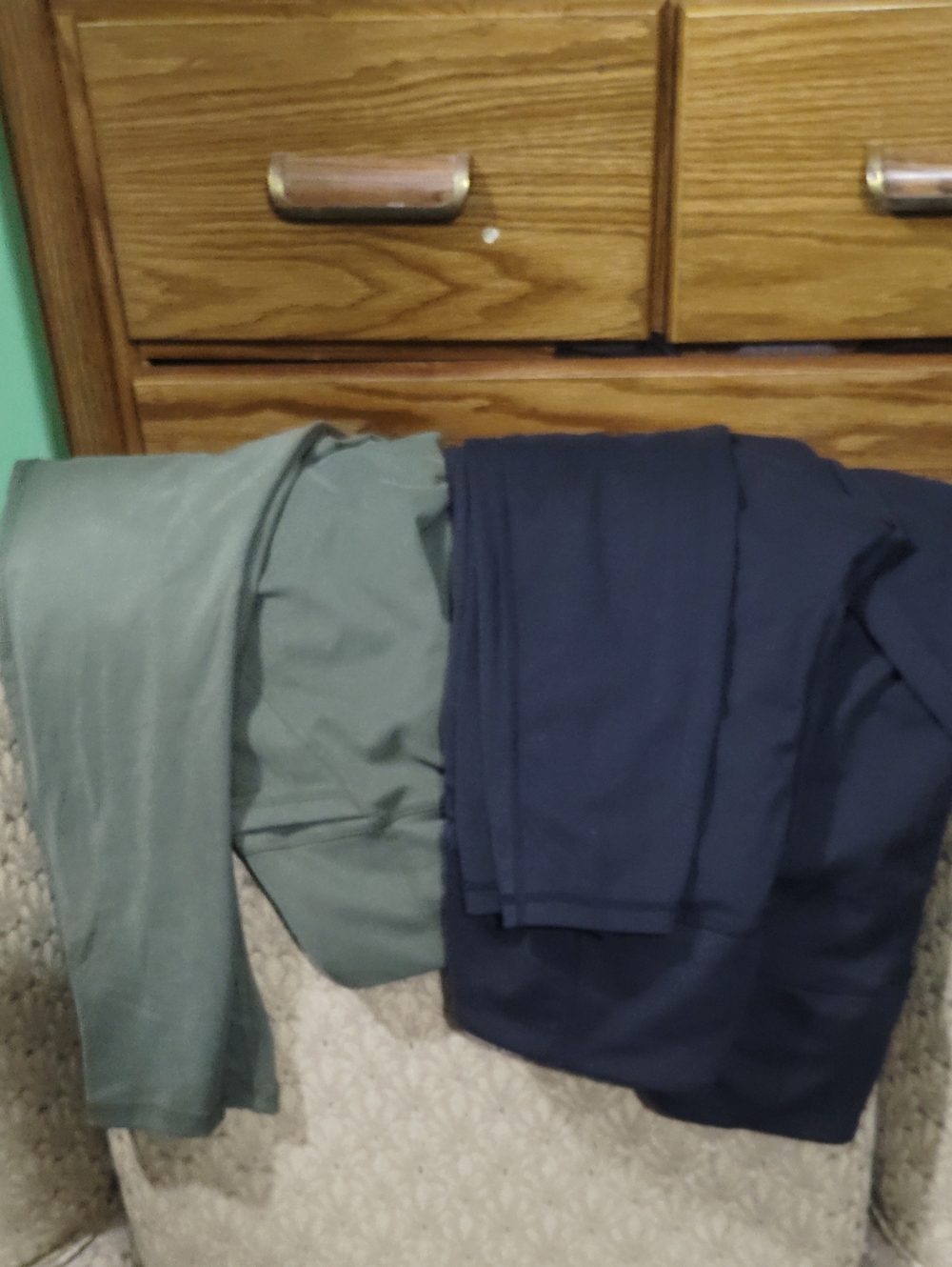 Two-Pair Casual Pants in Olive Green and Navy